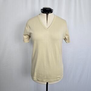 Isaac's Designs Short Sleeve Top Women's L Tan V-Neck Soft New